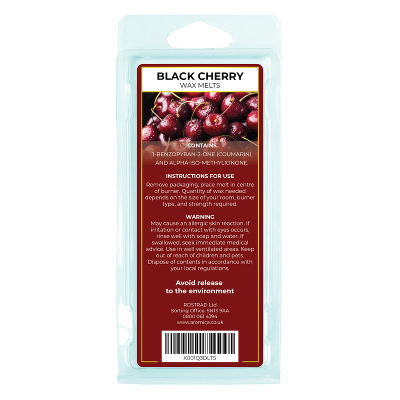 Wax Melts | Black Cherry Fruit Fragrance | Lasts up to 80 hours | 10% Fragrance Oil | Sweet, Rich Black Cherries | Wickless Soy Wax Melt | 55g
