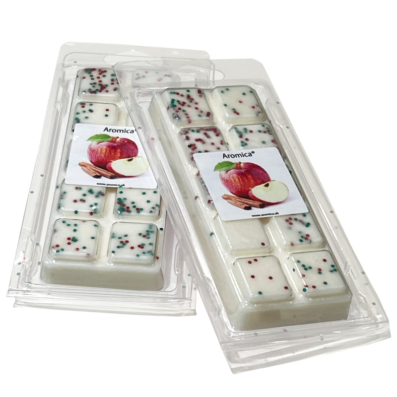 Wax Melts – Apple & Cinnamon – Smooth Christmas Scent - 10% Fragrance – Colourful BioD glitter – Up to 80 hours of Fragrance - (55g)