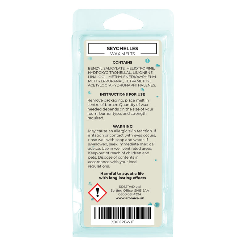 Seychelles Vegan Wax Melt (approx. 55g) - Snap Bar clamshell