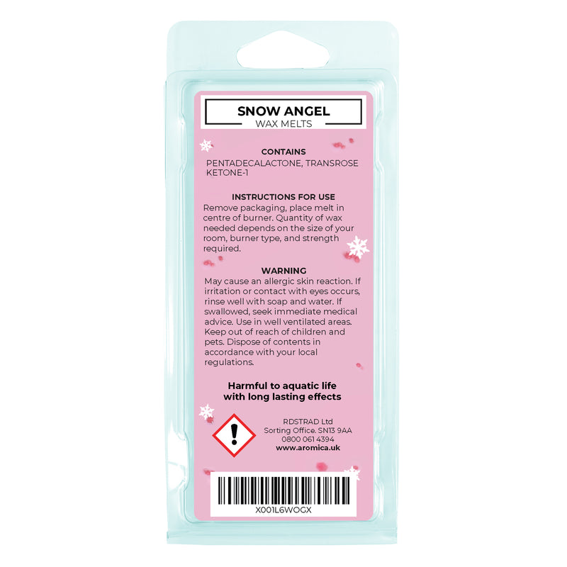 Snow Angel Wax Melt with chunky Pink and Snowflake Glitter (approx. 55g)